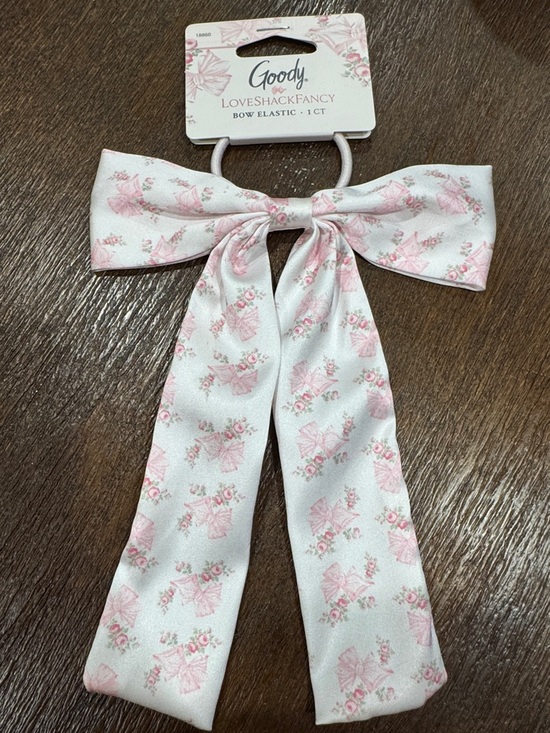 LoveShackFancy Accessories - Goody x Love Shack Fancy Pink Floral Bow Elastic Hair Tie